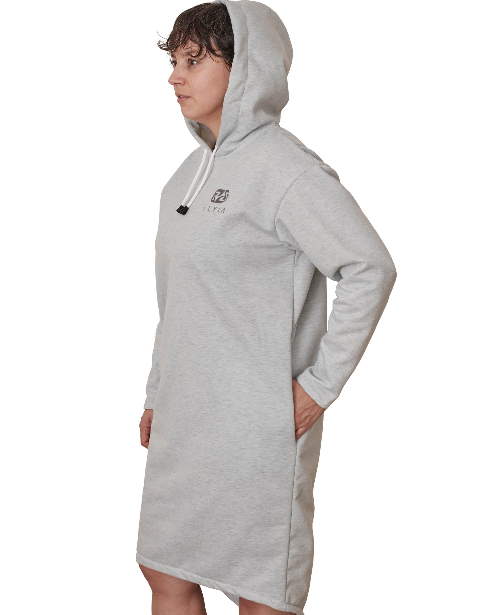 LLYLA Hooded Sweatshirt Dress with Side ...